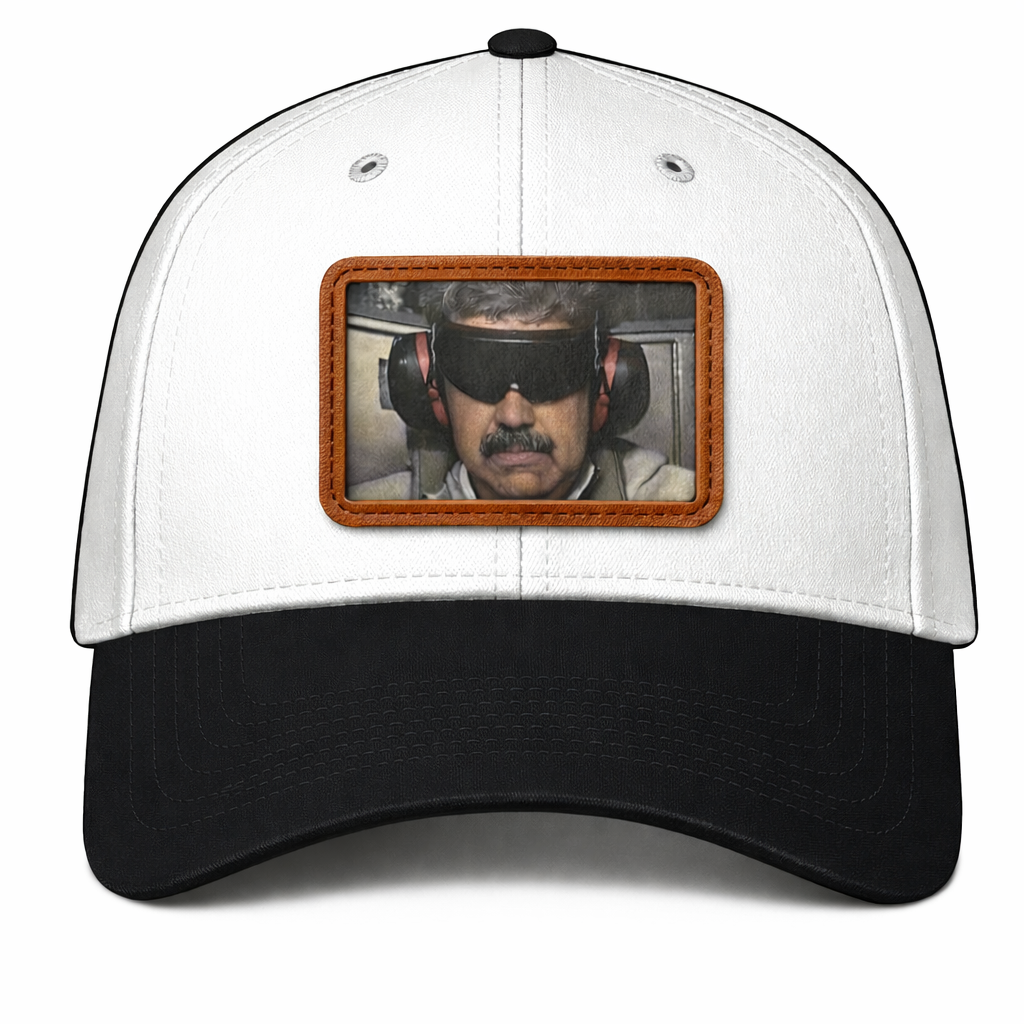 Leather Patch Baseball Cap — Vintage Pilot Photo Patch